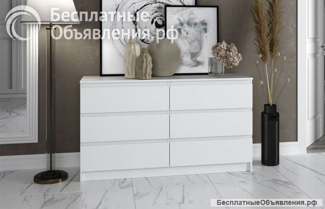 Комод 120 см на 6 ящиков белый доставка бесплатно