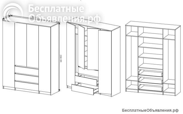 Шкаф распашной белый 160, 120, 80, 40 см