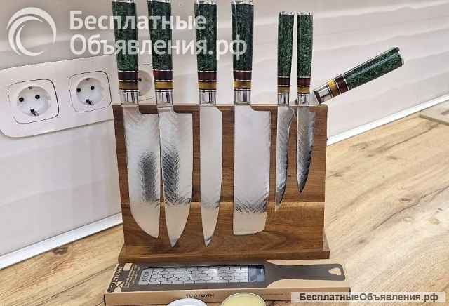 Кухонные ножи дамасской стали. Наборы.