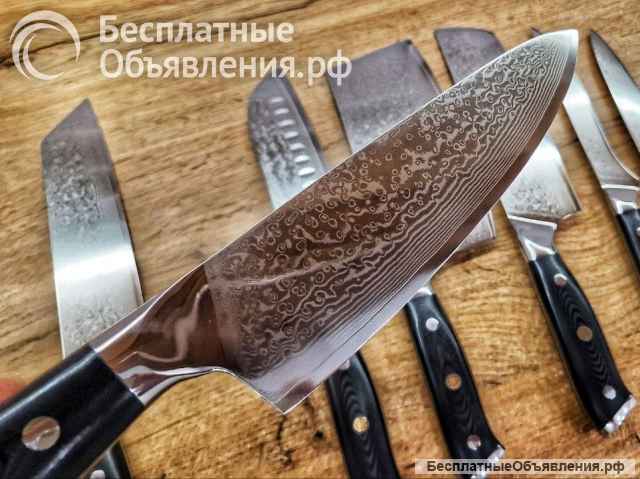 Кухонные ножи дамасской стали. Наборы.