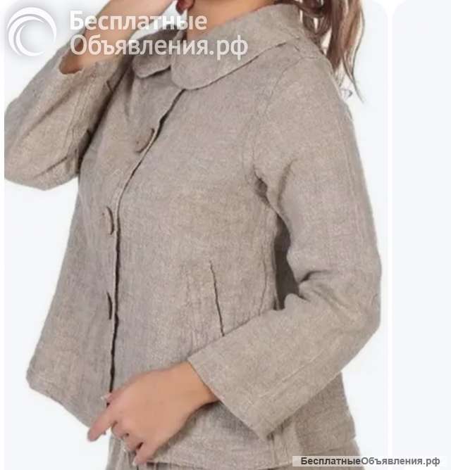 Жакет из домотканого льна 52 размер