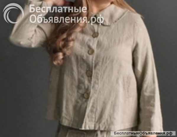 Жакет из домотканого льна 52 размер