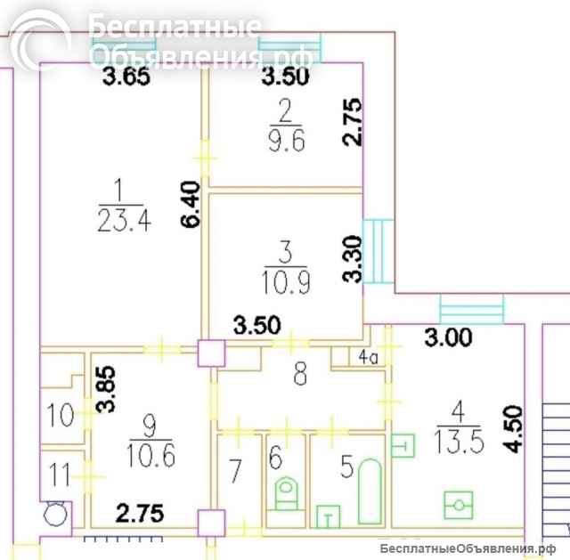 Квартира на Ленинградском проспекте, 3 комнаты