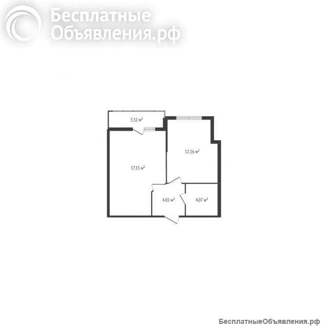 1 к.кв. 38 м2 Западный Обход