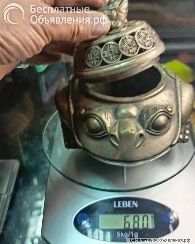 Кадильница жаба богатства 20век бронза