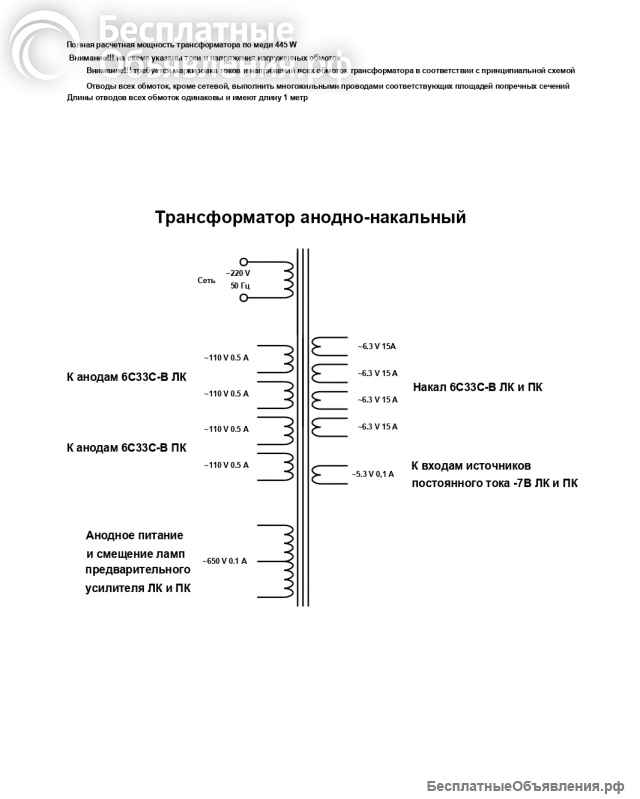 Трансформатор тороидальный анодно-накальный