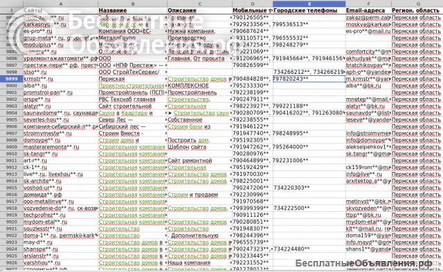 Базы компаний с email и телефонами в Excel