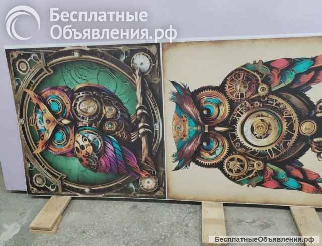 УФ-печать с лаком на фанере и оргстекле