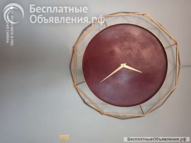Часы интерьерные "Бордо и золото"
