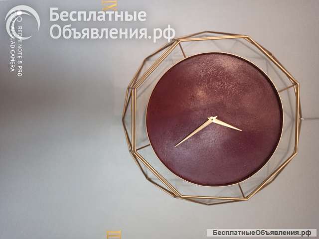 Часы интерьерные "Бордо и золото"
