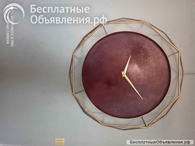 Часы интерьерные "Бордо и золото"