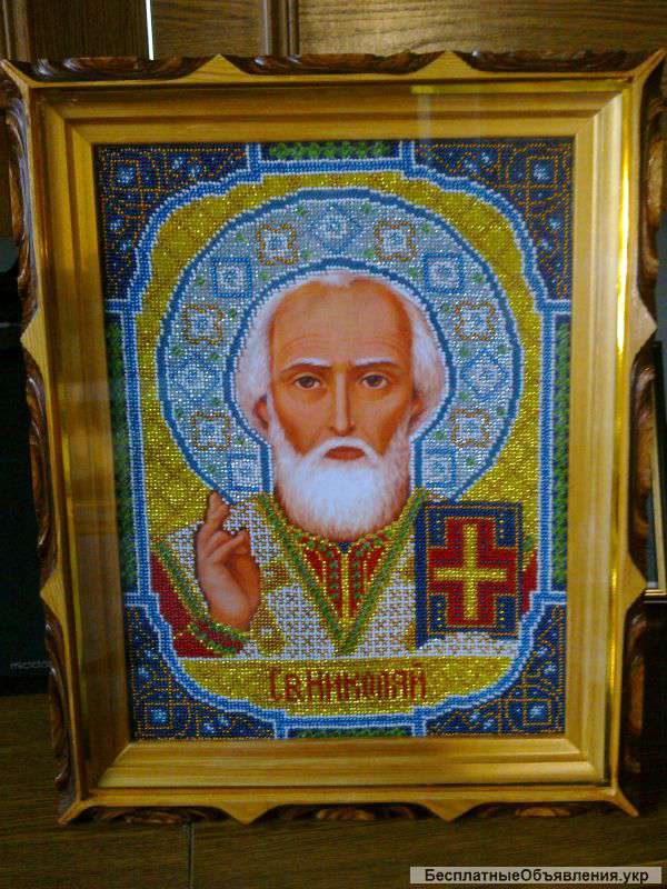 Икона бисером Святого Николая Чудотворца