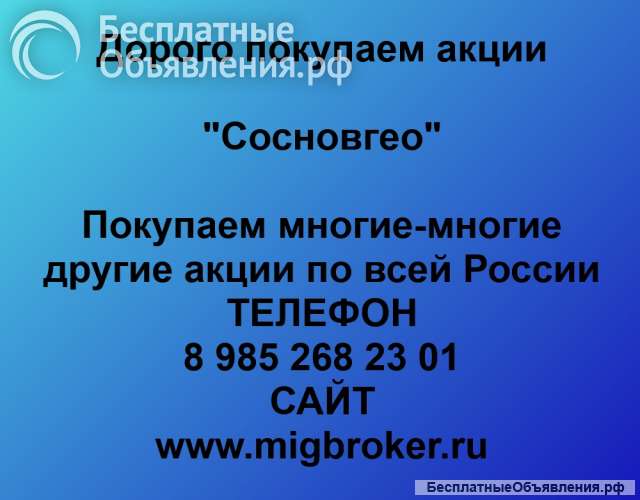 Покупаем акции «Сосновгео» по высоким ценам