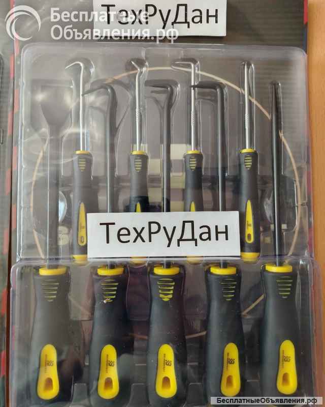 Набор крючков для уплотнительных колец ТУНДРА, усиленные, 2К рукоятки, 75-150 мм, 9 шт