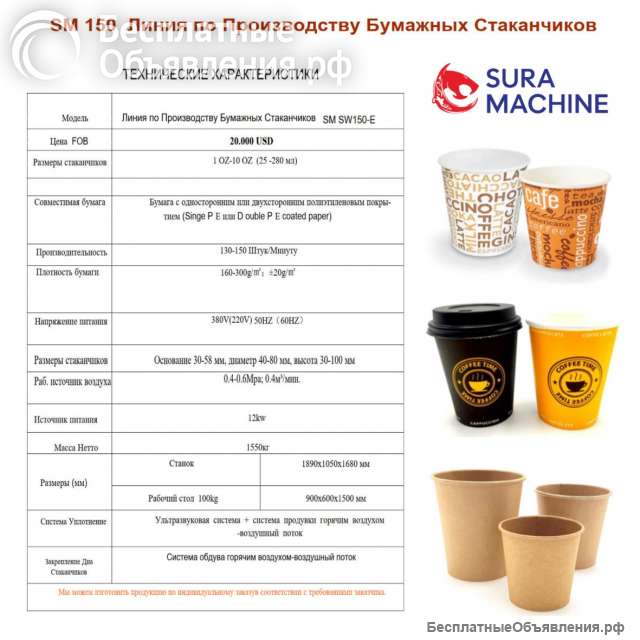Линии для Производства Бумажных Стаканчиков от Производителя в Турции
