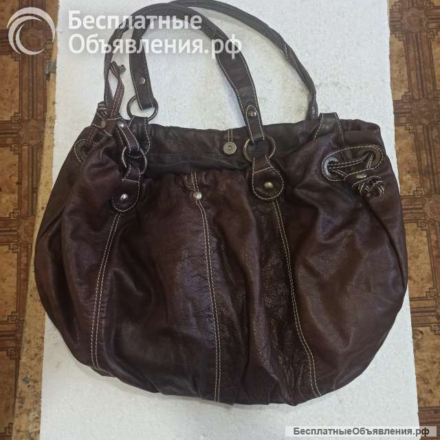 Сумка кожаная темно-коричневая