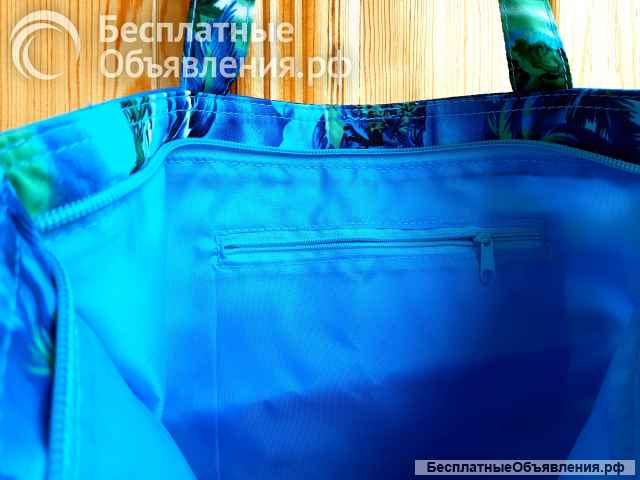 Летняя пляжная сумка текстиль, бирюзовая