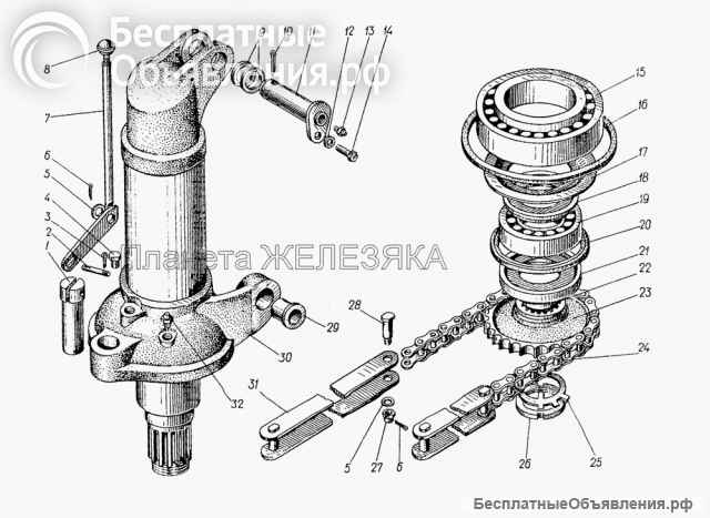 Поворотная колонка (цепная) для экскаваторов ЭО-2621В-2 на базе тракторов ЮМЗ