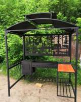 Мангал с печью под казан и крышей
