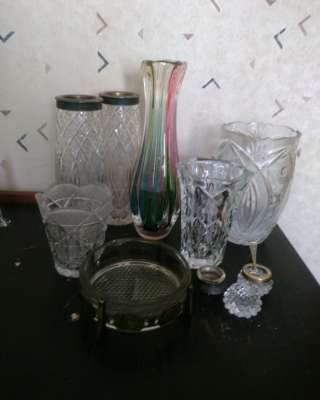 Хрустальная ваза, солонка, конфетница