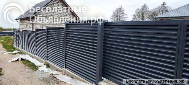Ламели Эко-Z для забора жалюзи в цвете 7024 СЕРЫЙ ГРАФИТ покраска с двух сторон