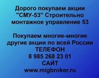 Покупаем акции «СМУ-53» и любые другие акции по всей России