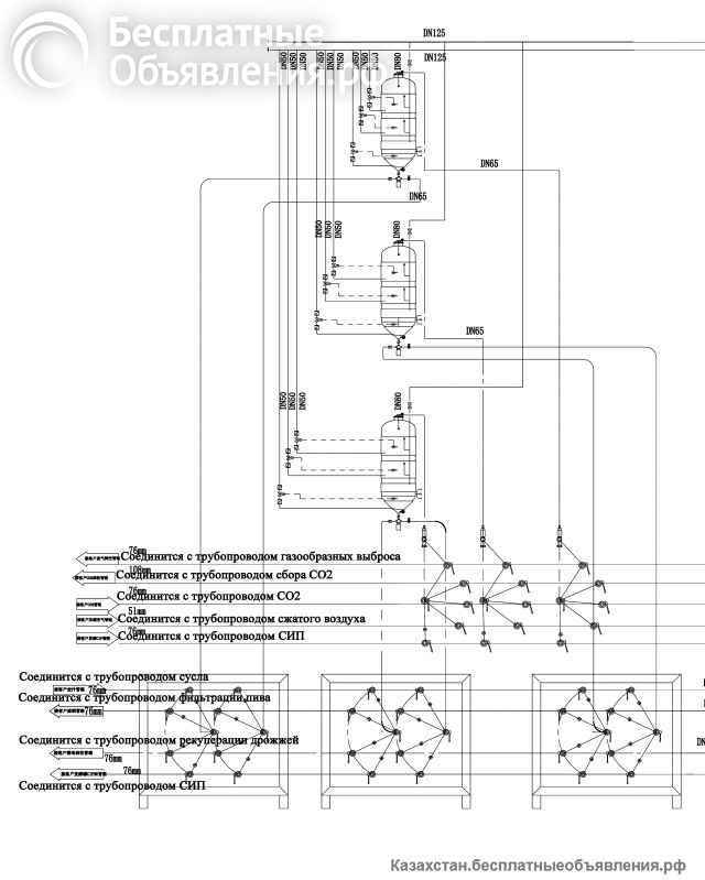 200Т ЦКТ Танк брожения для пивзавода Резервуар для брожения и дображивания пива бродильный чан