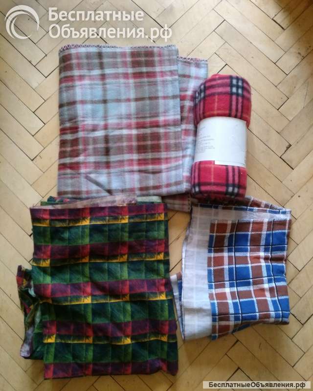Плед флис. Полотенца, скатерть лен СССР, носовые платки