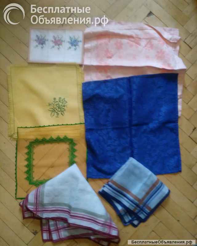 Плед флис. Полотенца, скатерть лен СССР, носовые платки