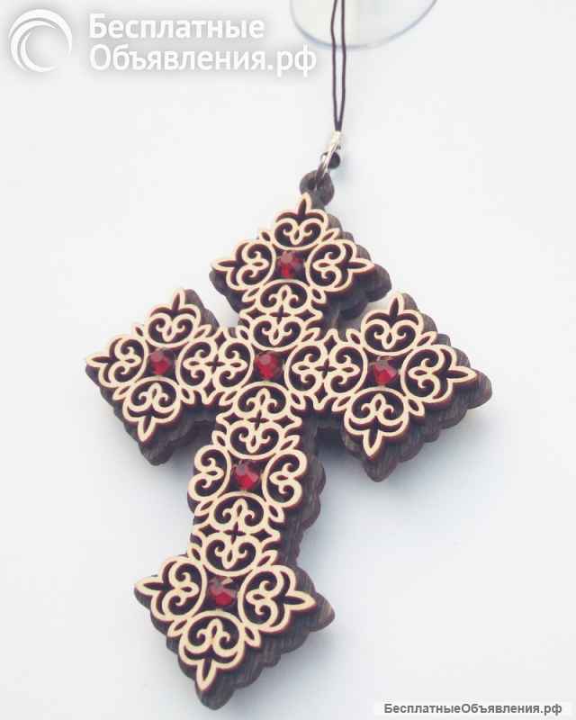 Крест на присоске со стразами