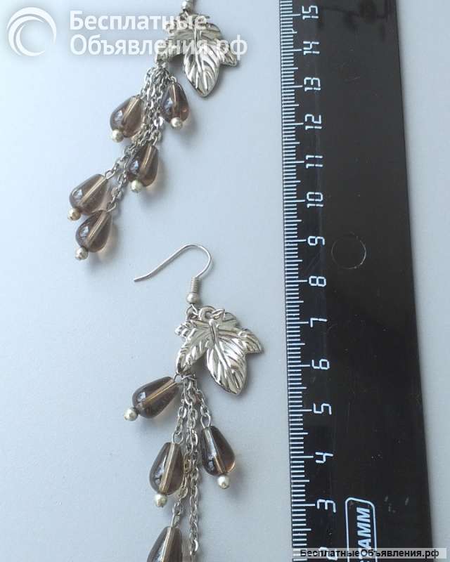 Серьги дымчатый кварц