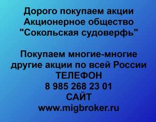 Покупаем акции «Сокольская судоверфь» и любые другие акции по всей России