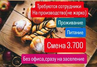 Сотрудники на хлебобулочное производство/ Вахта