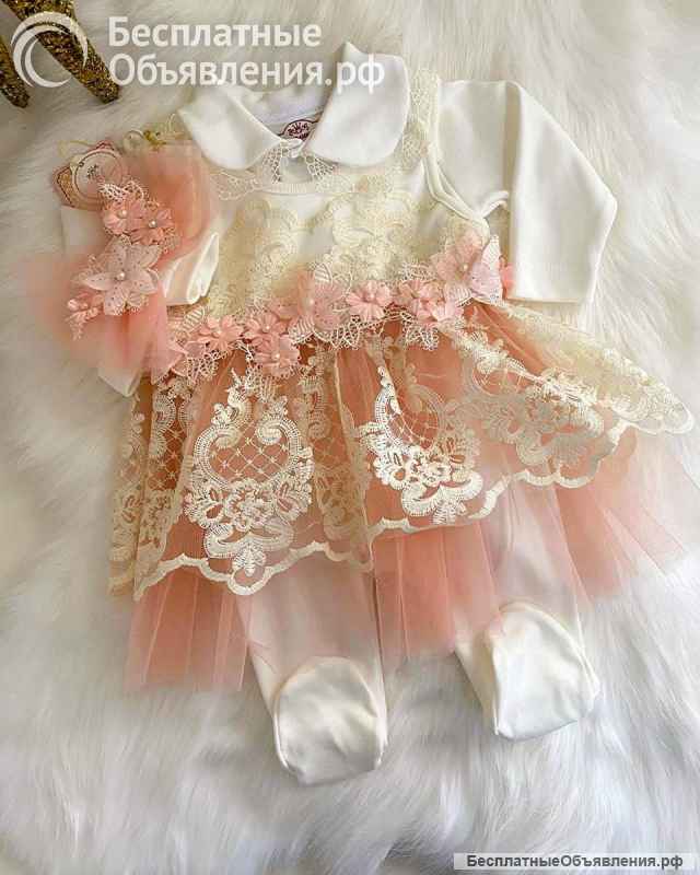 Платье-комбинезон для новорожденных