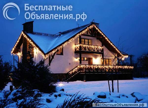 Монтаж новогодних гирлянд на фасад дома. Москва и область.