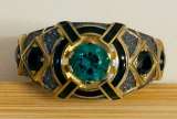 Редкое кольцо с изумрудом и чёрными бриллиантами