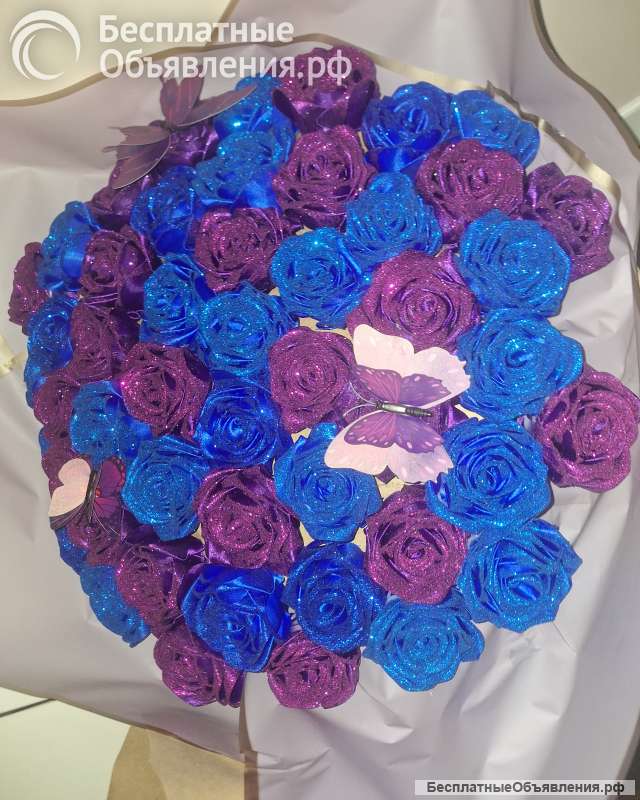 Букеты из атласных лент