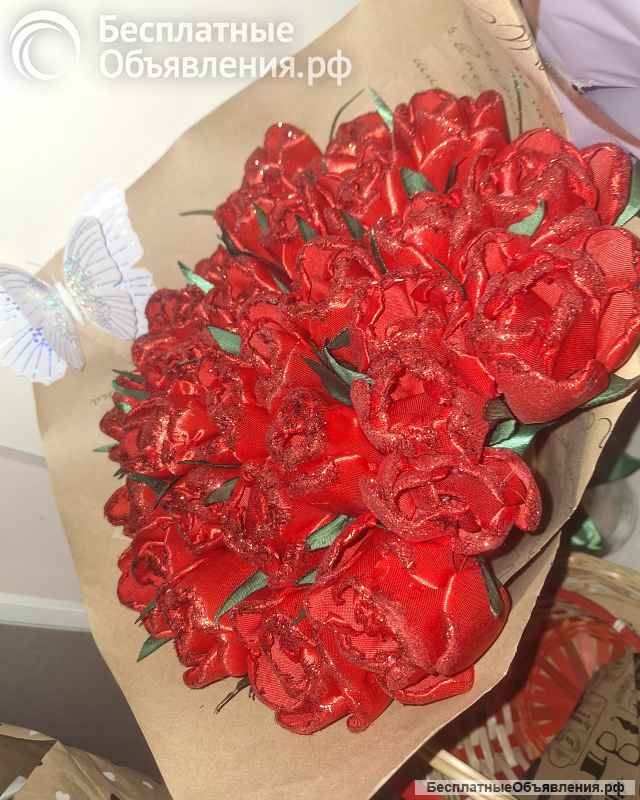 Букеты из атласных лент