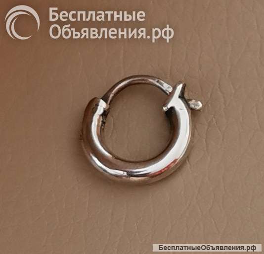 Мужская моносерьга - кольцо (унисекс) серебро 925 пробы 16 мм