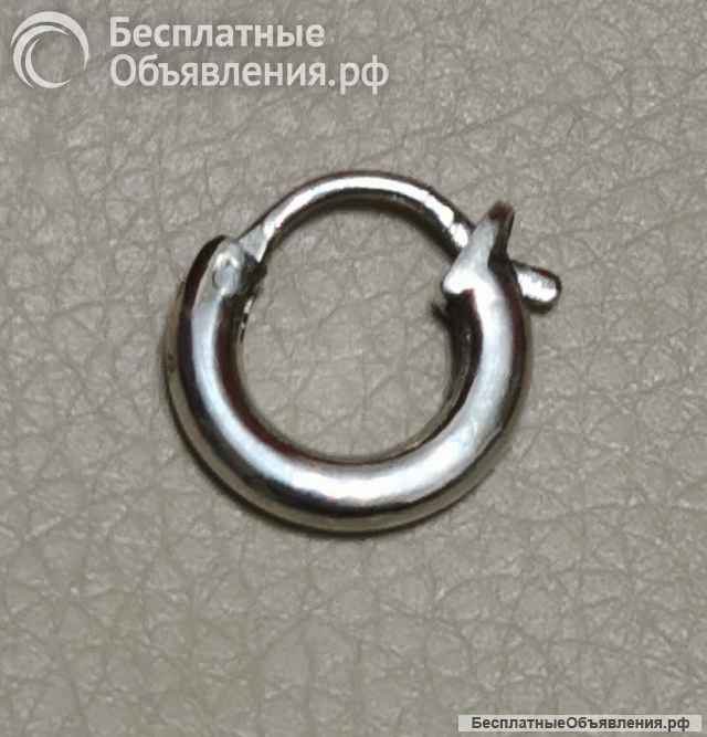 Мужская моносерьга - кольцо (унисекс) серебро 925 пробы 16 мм