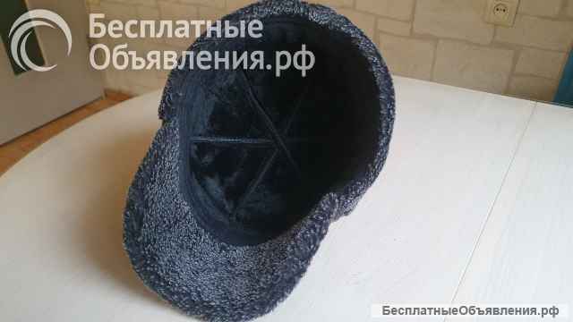 Шапка муж. зимняя экокожа черн. р.57-58