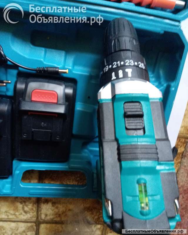 Аккумуляторная дрель 2 АКБ, кейс, набор