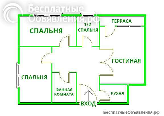 3,5 комнатная квартира, 72 м², Сербия