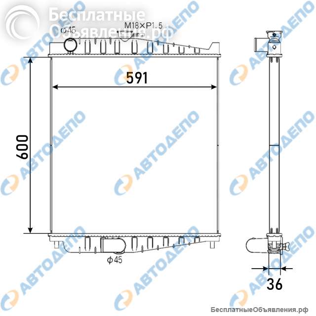 NISSAN DIESEL, UD, CONDOR 2000- Радиатор охлаждения двигателя