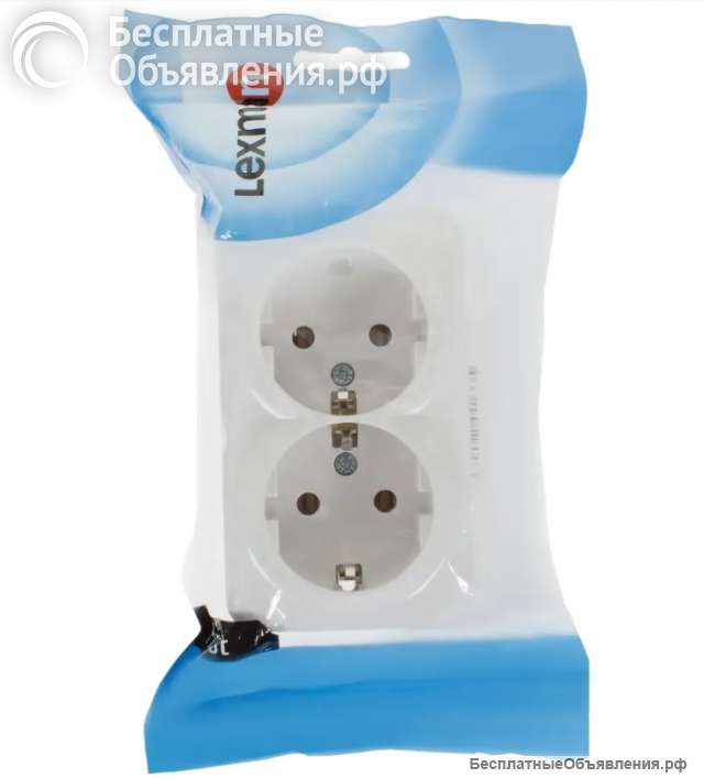Розетка двойная накладная Lexman First с заземлением, цвет белый