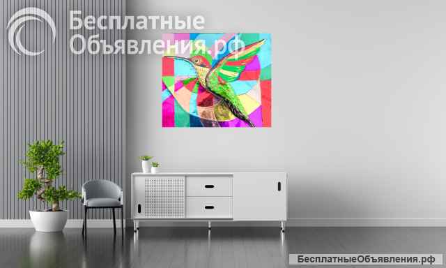 Колибри. Яркое панно в рамке. с доставкой до места