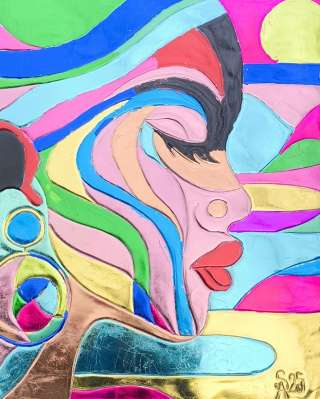 Девушка Радуга. Яркое панно в подарок с доставкой.