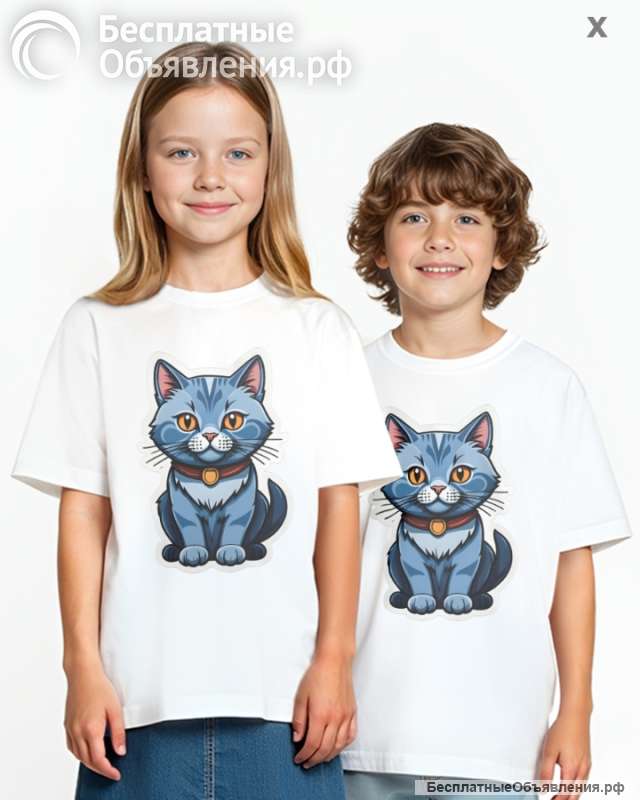 Детская футболка с изображением шотландской кошки