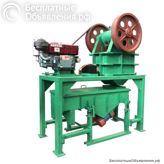 Щековая дробилка на станине с виброгрохотом PE150x250