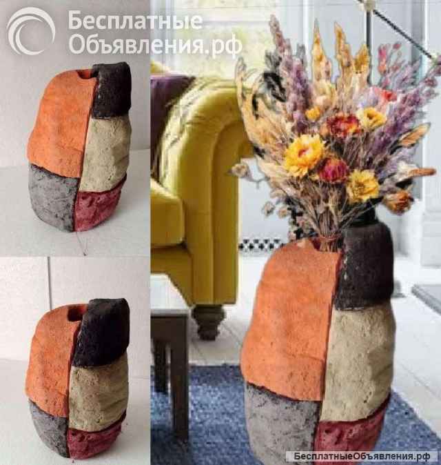Напольные большие вазы для сухоцветов из бетона, большие кашпо вазы из арт-бетона